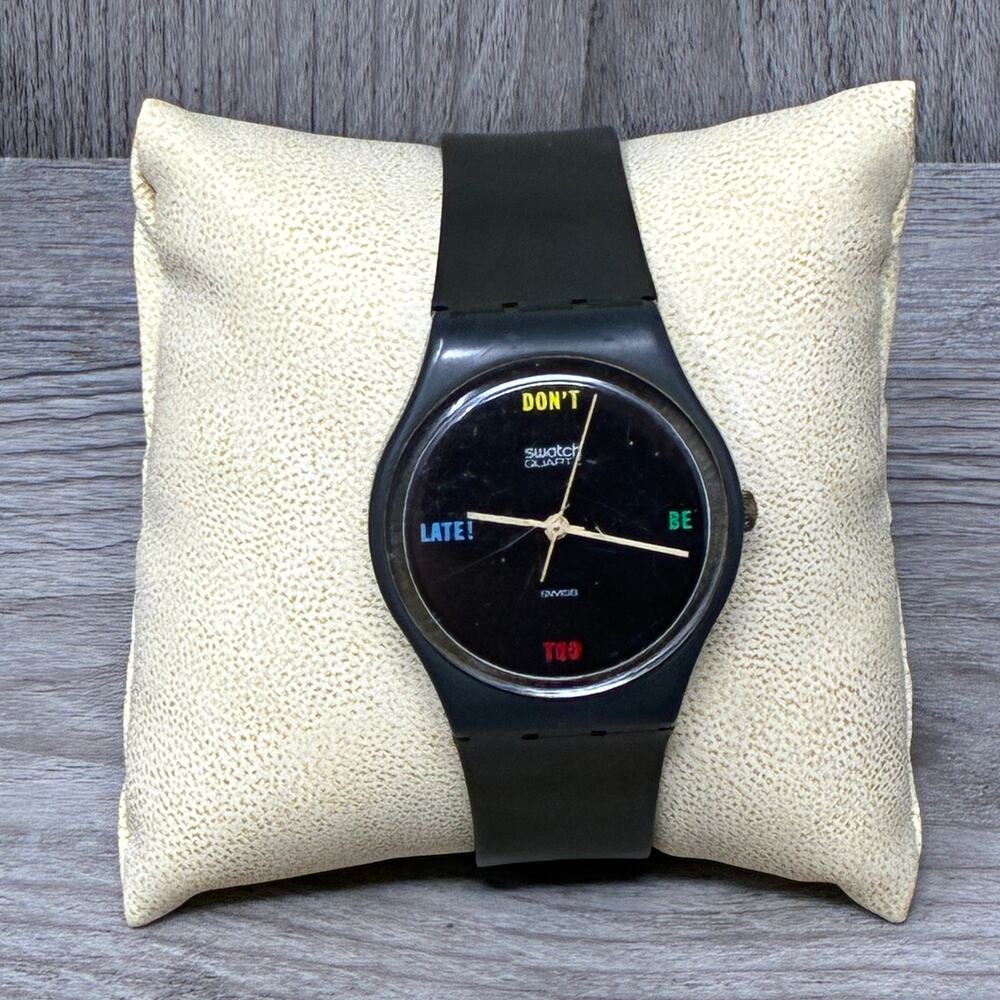 Vintage 1984 Swatch GA100 Don’t Be Too Late Watch Swiss Quartz Working 34mm